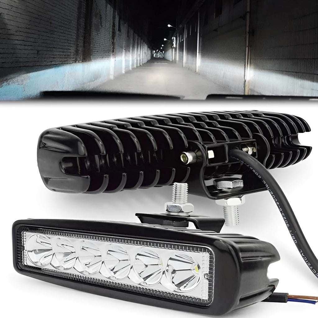 Black zigzag pattern 18W LED auxiliary spotlight for vehicle daytime running lights.