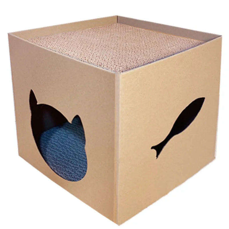 Vertical cat scratch board with corrugated paper surface and pet milk carton design