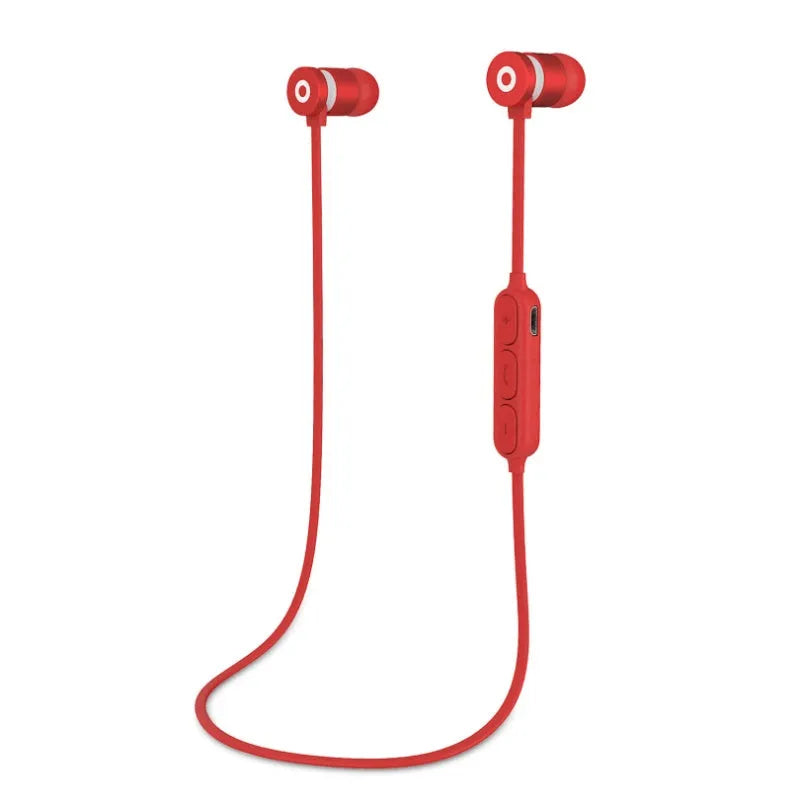 Black wireless neckband sports headset with magnetic in-ear Bluetooth earbuds.