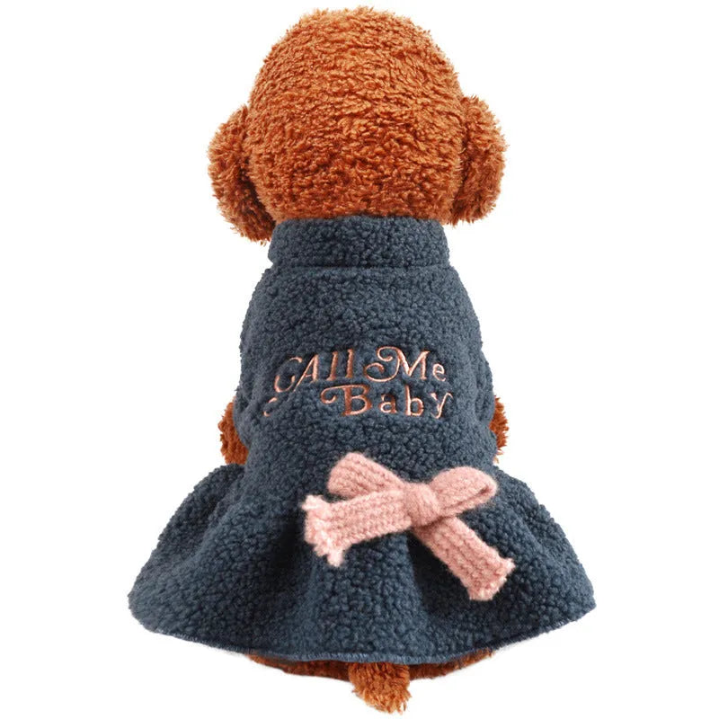 Polyester berber fleece pet skirt for dogs and cats in baby letter print design