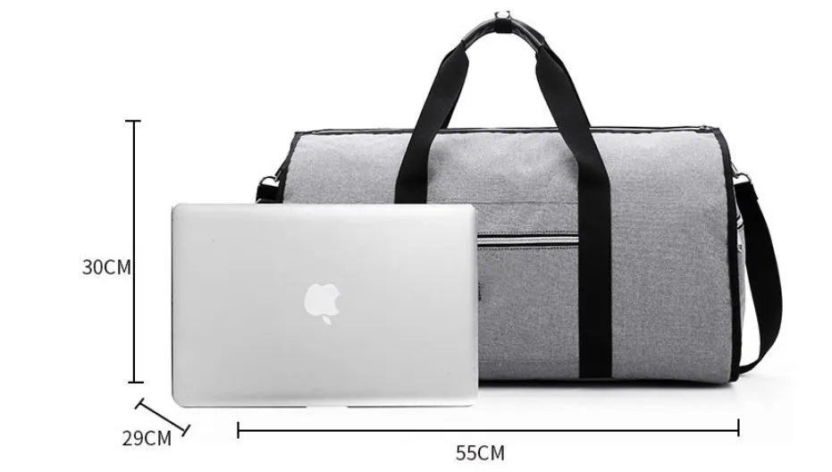 Medium cylinder-shaped travel bag in Oxford cloth, shown in black, with a zipper opening and internal pocket.