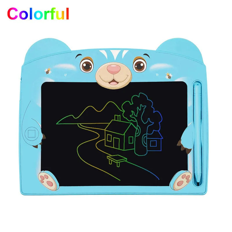 Cute bear cartoon LCD drawing tablet for children in blue or pink colour