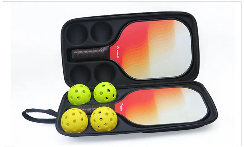 Black Peak portable EVA shoulder bag for storing and carrying a pickleball racket and balls.
