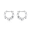 Sterling silver geometric drop earrings with round elements and electroplated finish