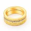 Women's gold geometric zircon ring on copper band, UK sizes 6-8