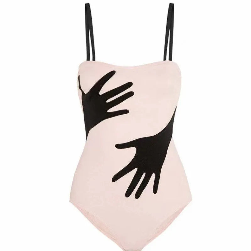 Women's one-piece bikini swimsuit with gauze skirt beach cover-up