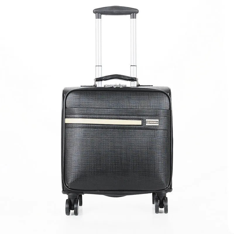Black PU leather 18 inch wheeled business case with TSA lock and airplane wheels