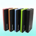20000mAh portable power bank in five colour options showing front view with dimensions