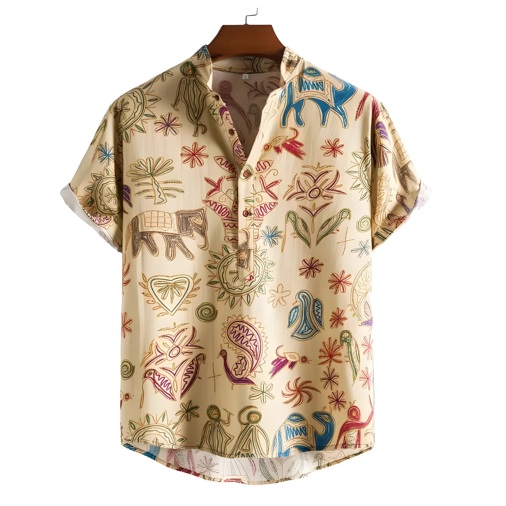 Men's plus size loose-fit cardigan shirt with 3D digital print in various colours