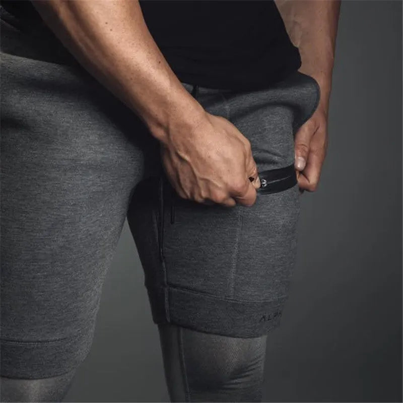 Outdoor running training casual shorts in black cotton blend five-piece length side view