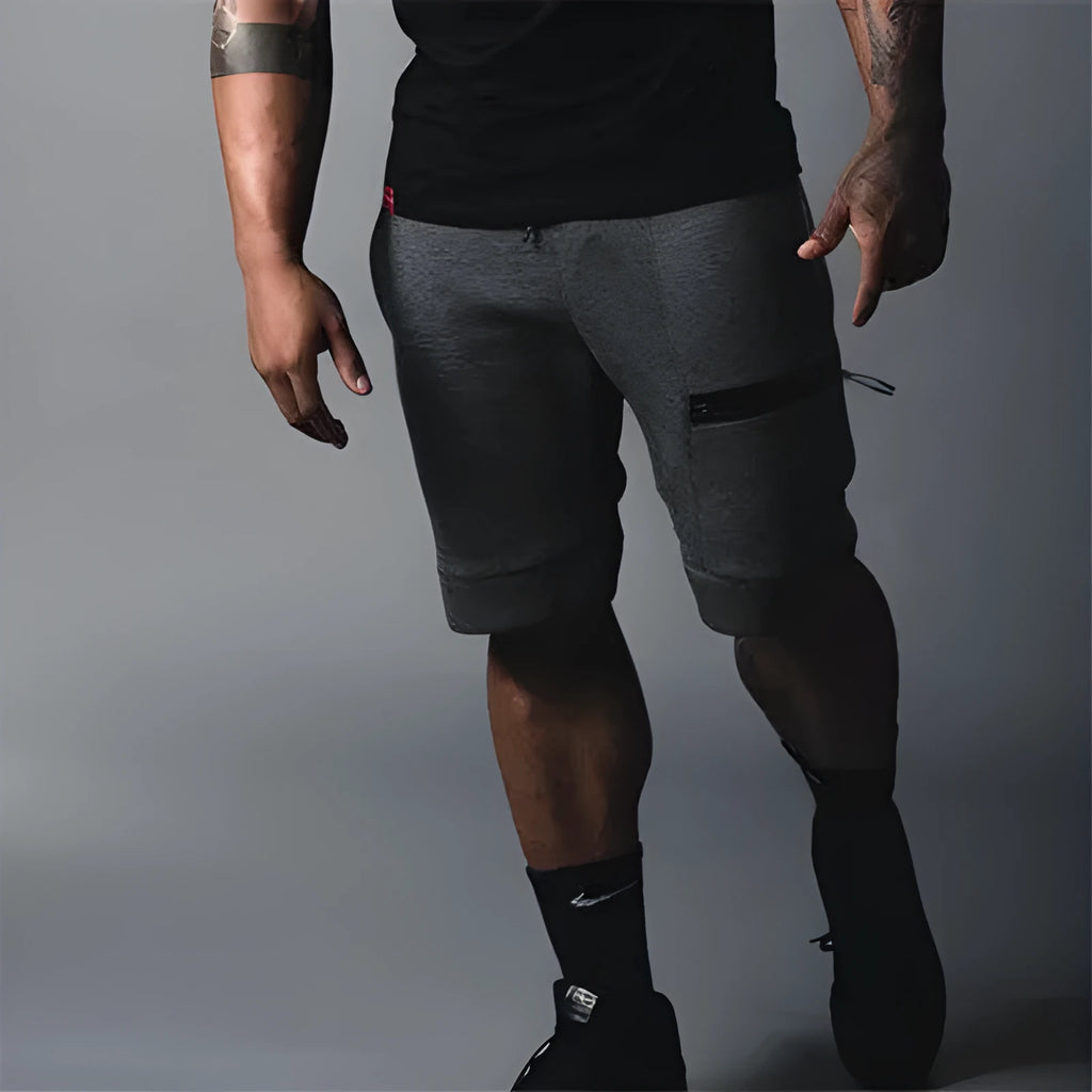 Outdoor running training casual shorts in black cotton blend five-piece length side view