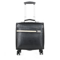Black PU leather 18 inch wheeled business case with TSA lock and airplane wheels