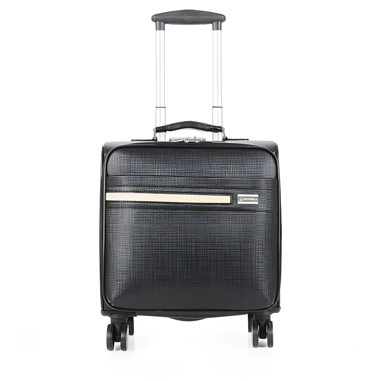 Black PU leather 18 inch wheeled business case with TSA lock and airplane wheels
