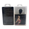 X9 mini single ear Bluetooth headset in black or white metal finish shown as an earplug-style wireless device.