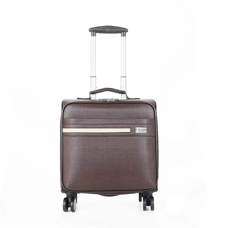 Black PU leather 18 inch wheeled business case with TSA lock and airplane wheels