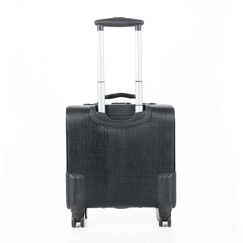 Black PU leather 18 inch wheeled business case with TSA lock and airplane wheels