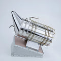 Manual stainless steel smoke blower for beekeeping with leather components