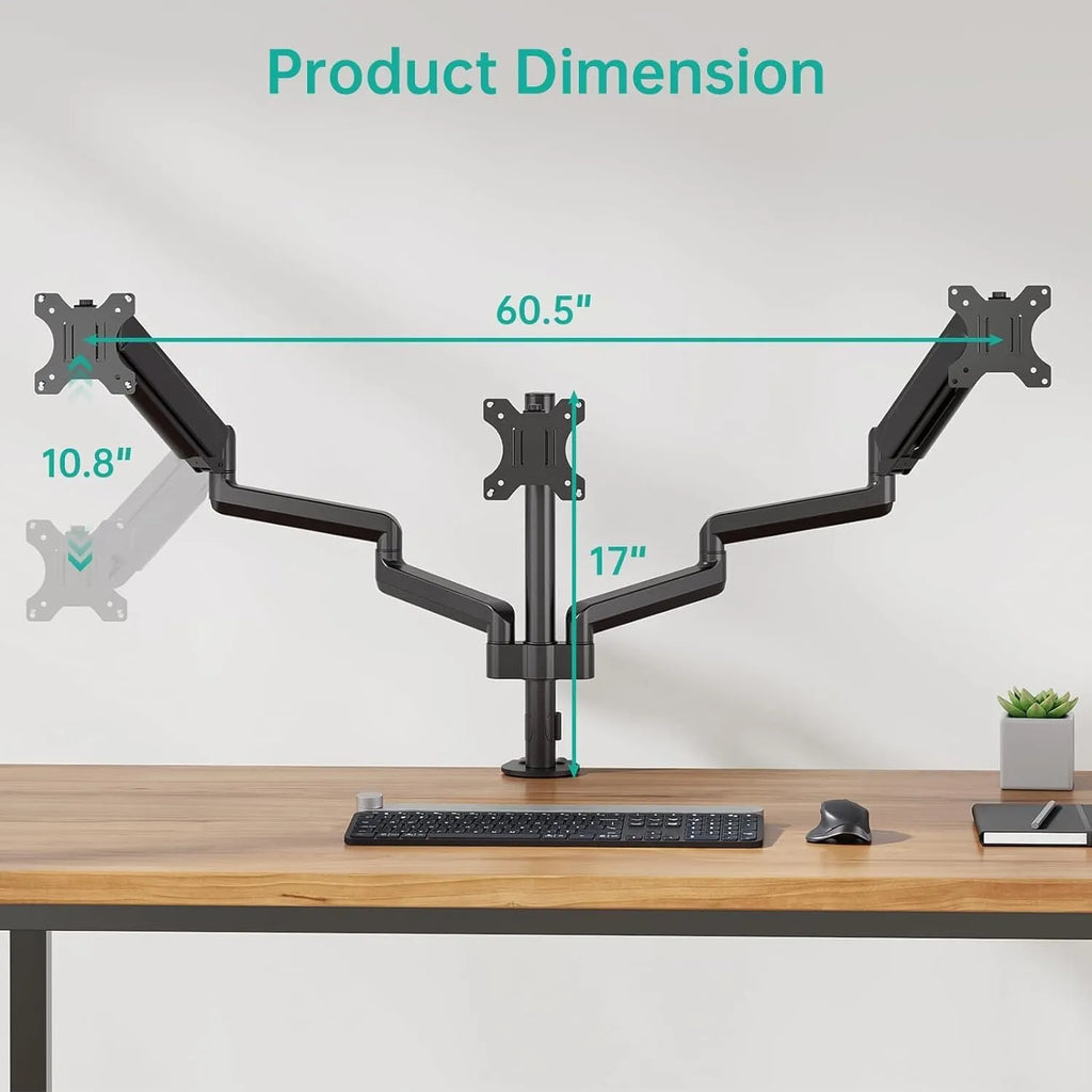 Black aluminium gas spring monitor arm for 13-27 inch computer screens