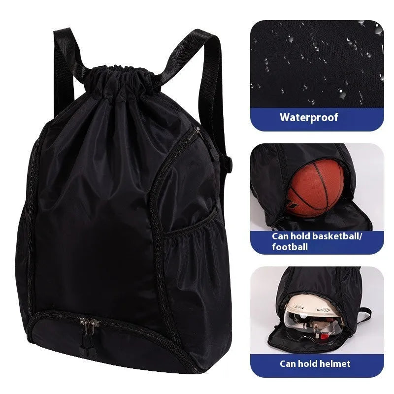 Large capacity cube-style sports backpack drawstring bag in various colours