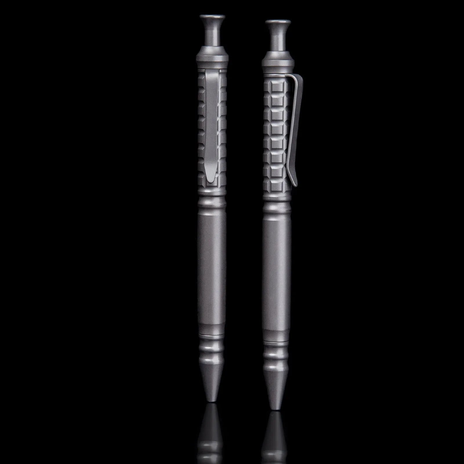 Gunmetal grey titanium alloy push-action business pen with gift box.