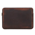 Retro Crazy Horse leather notebook zipper computer bag in coffee brown, sized for MacBook Pro 16 inch