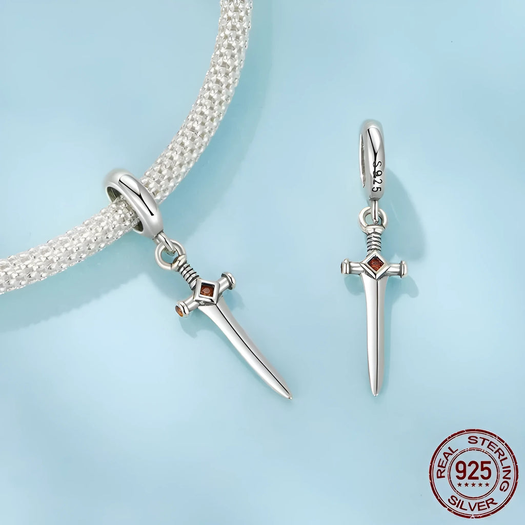S925 sterling silver bead with inlay treatment, height 2.5cm, width 0.6cm, aperture 0.45cm