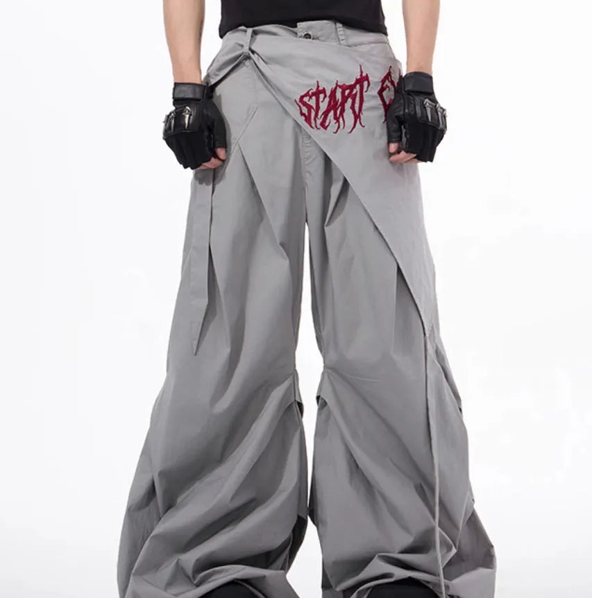 Korean style boys wide-leg trousers in black or grey solid colour