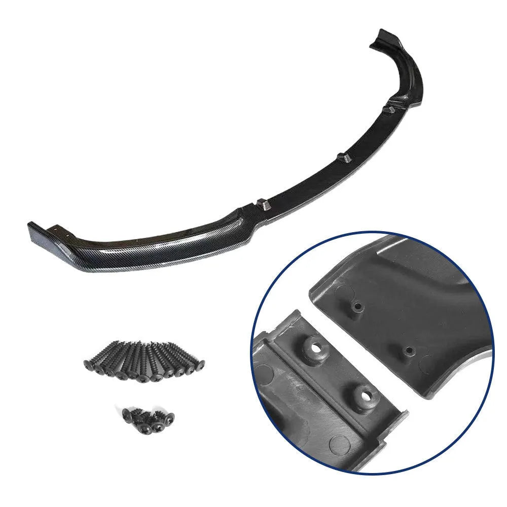 Bright black polypropylene front bumper lip spoiler for BMW F30 F35 3 Series.
