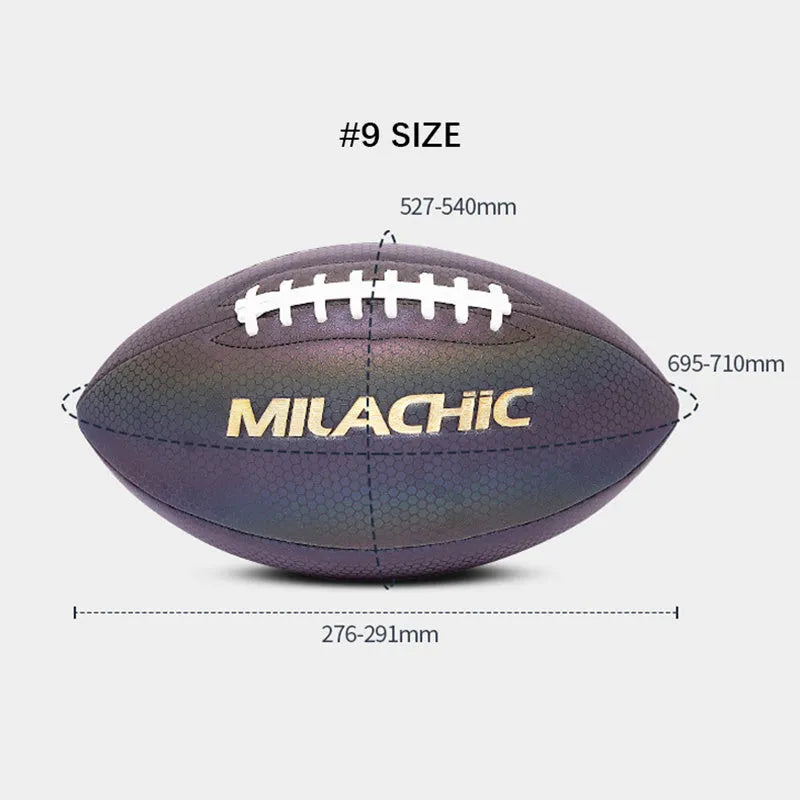Luminous fluorescent reflective football size 9 with PU surface, machine sewn, reflective finish for night training