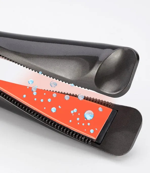 2-in-1 hair straightener and crimper with LCD screen and adjustable temperature dial, black colour, UK plug