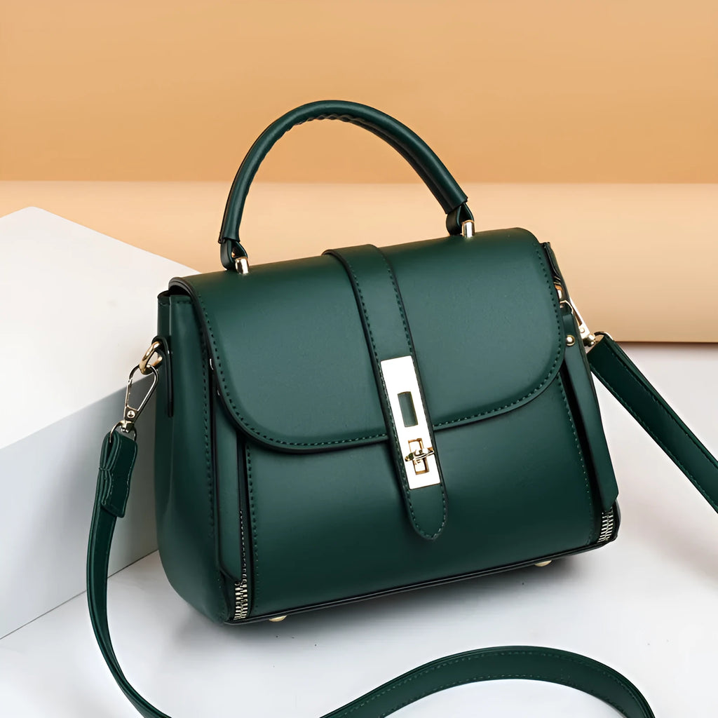 Women's soft PU leather shoulder messenger bag in square vertical design measuring 21x11x16cm