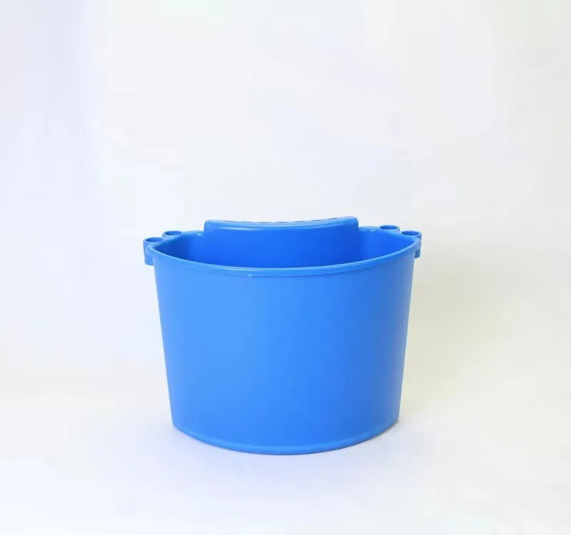 A durable PP plastic car washing bucket available in black, blue, pink, or red.