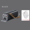 Black portable power bank with 20000mAh battery capacity and solar charging panel