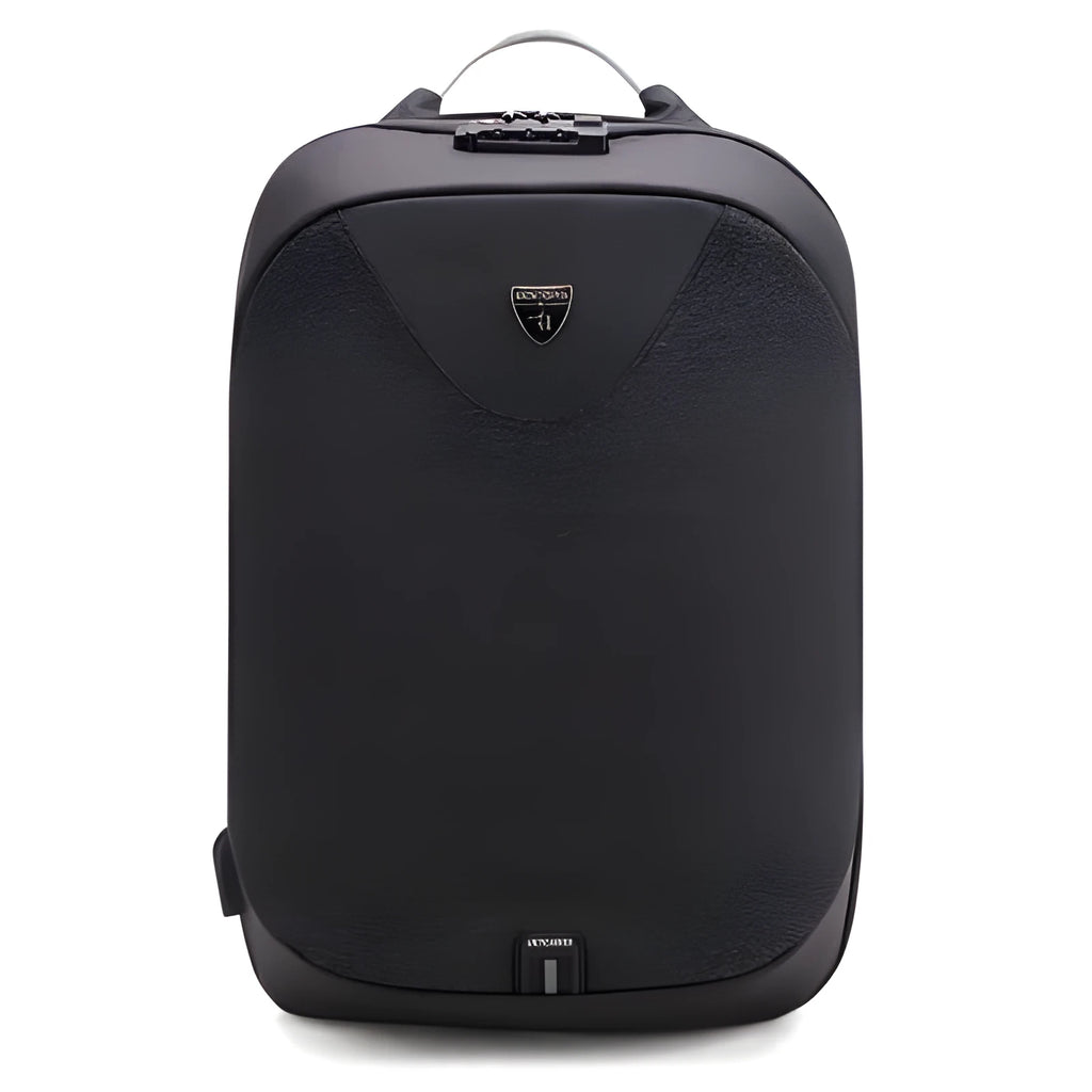 Men's anti-theft cross body double shoulder bag with 15.6 inch laptop pocket in black waterproof polyester