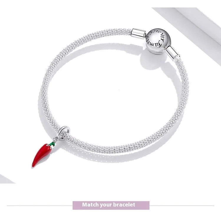 Korean style pepper pendant in sterling silver with electroplated BSC461 colour and leaf shape design