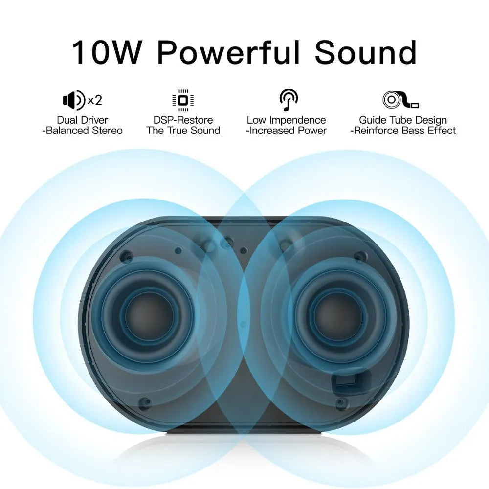 Smart WiFi speaker in white with 2.0 channel stereo and built-in battery