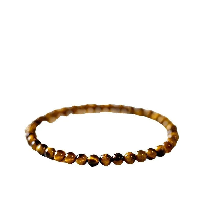 Tiger's Eye stone bracelet with geometric design in New Chinese style showing different bead sizes