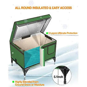Green foldable insulated cat cage showing cloth construction and collapsible design