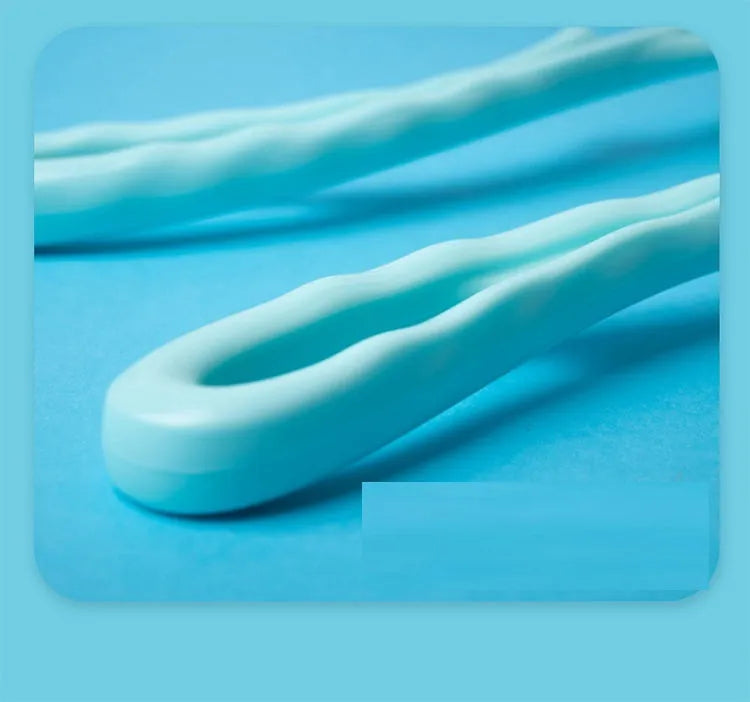 Blue manual neck massager with pressure nodes showing 360-degree rotation mechanism