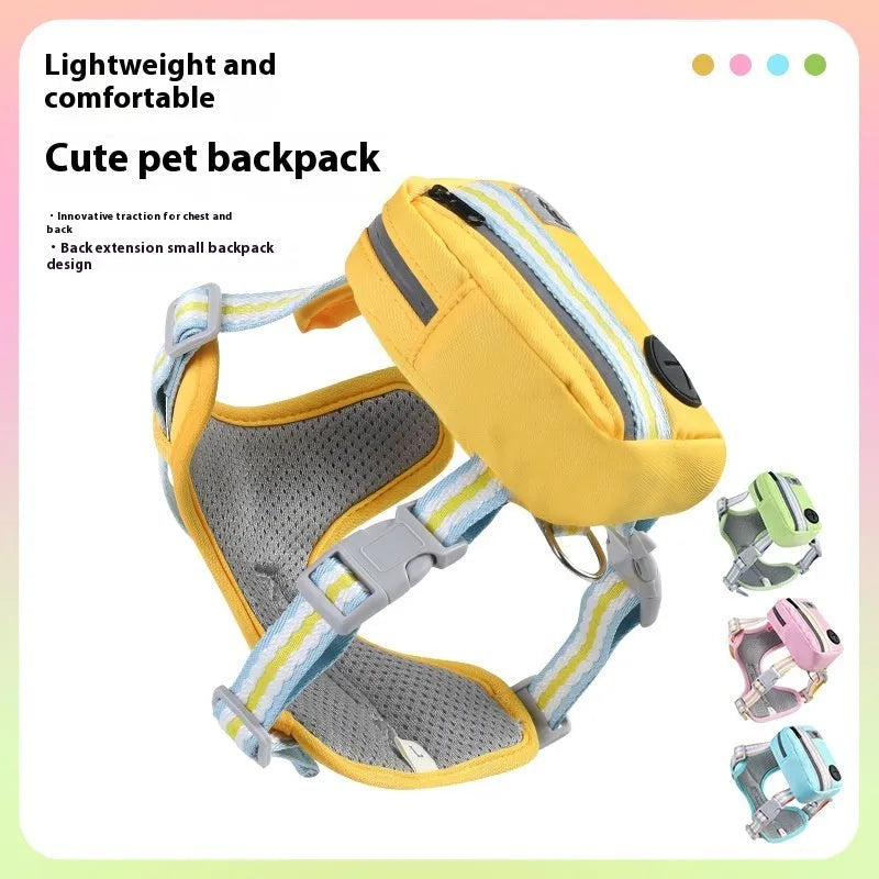 Explosion-proof anti-strangulation dog harness made of Oxford cloth with a 1.5m lead, shown in green.