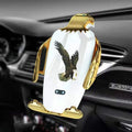 Car phone holder with wireless charging base and suction cup mount in Eagle style