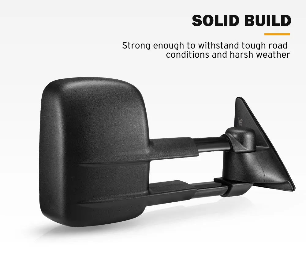 Pair of black foldable rearview mirrors for Toyota Land Cruiser 100