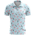 3D printed pattern on a loose-fit short sleeve sports shirt in bird eye cloth fabric.