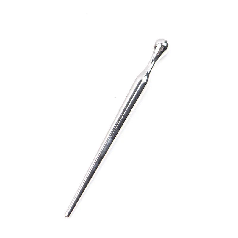 Silver metal urethral horse eye stick stimulation plug with graduated round beads