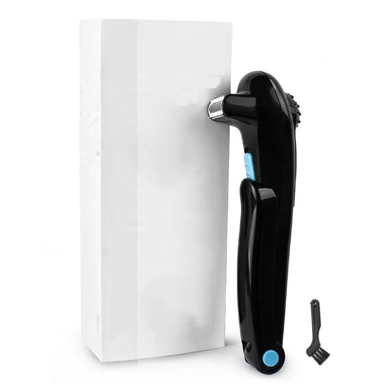 Black folding hair back electric body shaver with battery compartment