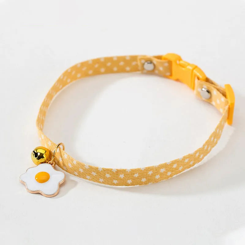 Adjustable cat collar with bell pendant and bow tie for small dogs