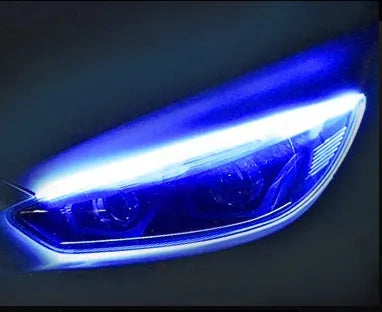 Flexible silicone car LED strip for daytime running lights and flowing turn signals in multiple colours.