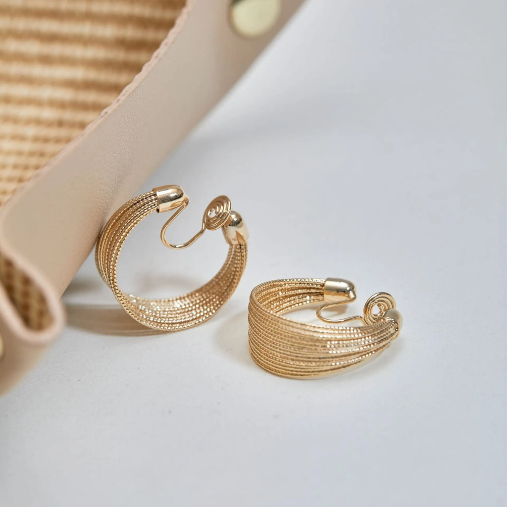 Multi-layer simple bracelet earrings set with silver and gold electroplated finishes