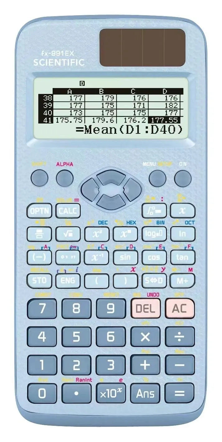 CASIO 991EX solar scientific calculator in black, blue, or pink colour options