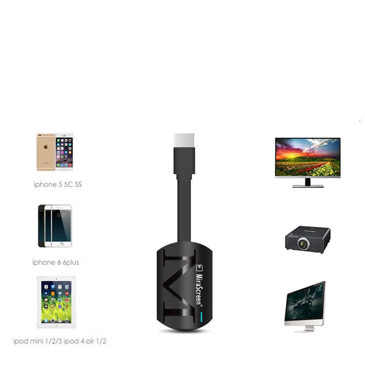 Black USB HDMI dongle for smartphone screen mirroring to TV with 1080p output